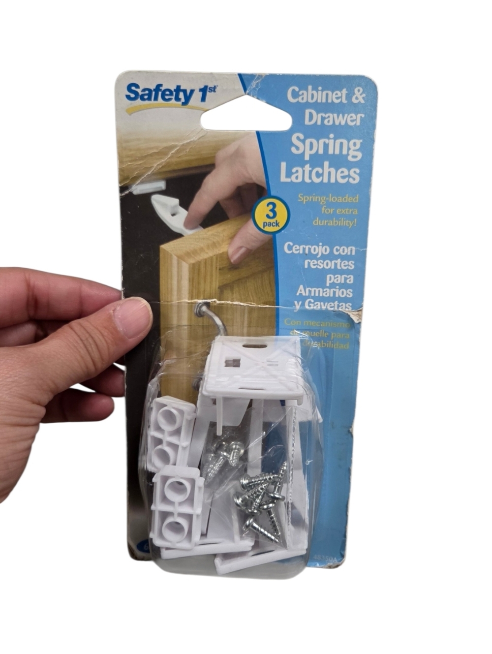 2001 Safety 1st White Cabinet & Drawer Spring Latches - 3 Pack
